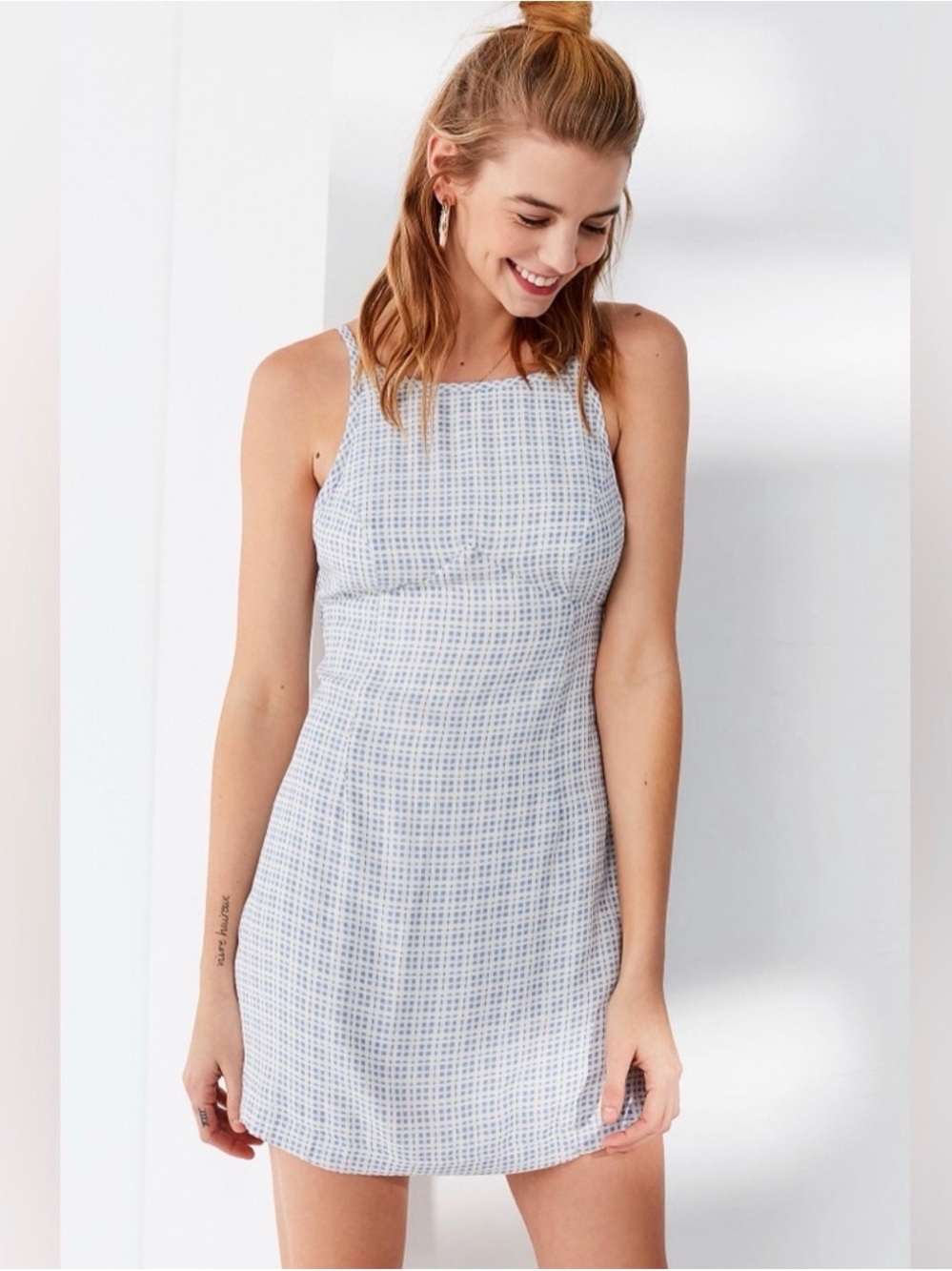 Urban Outfitters Light Blue Gingham Mini Dress